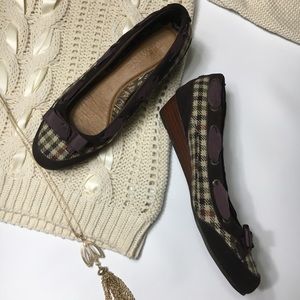 Sperry Plaid Wedges Dress Heel with Ribbon Bow